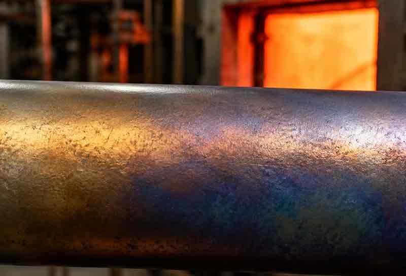 Oxidized stainless steel surface after high-temperature service