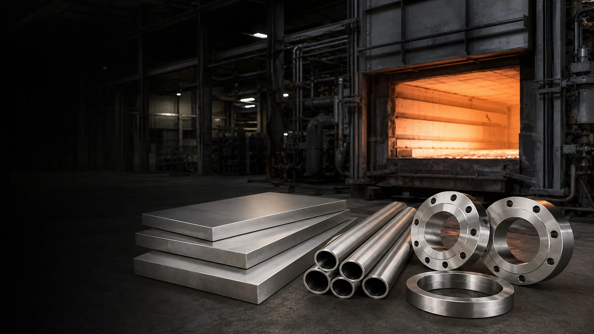 Heat-resistant stainless steel plate, pipe, tube and flange forms for high-temperature industry