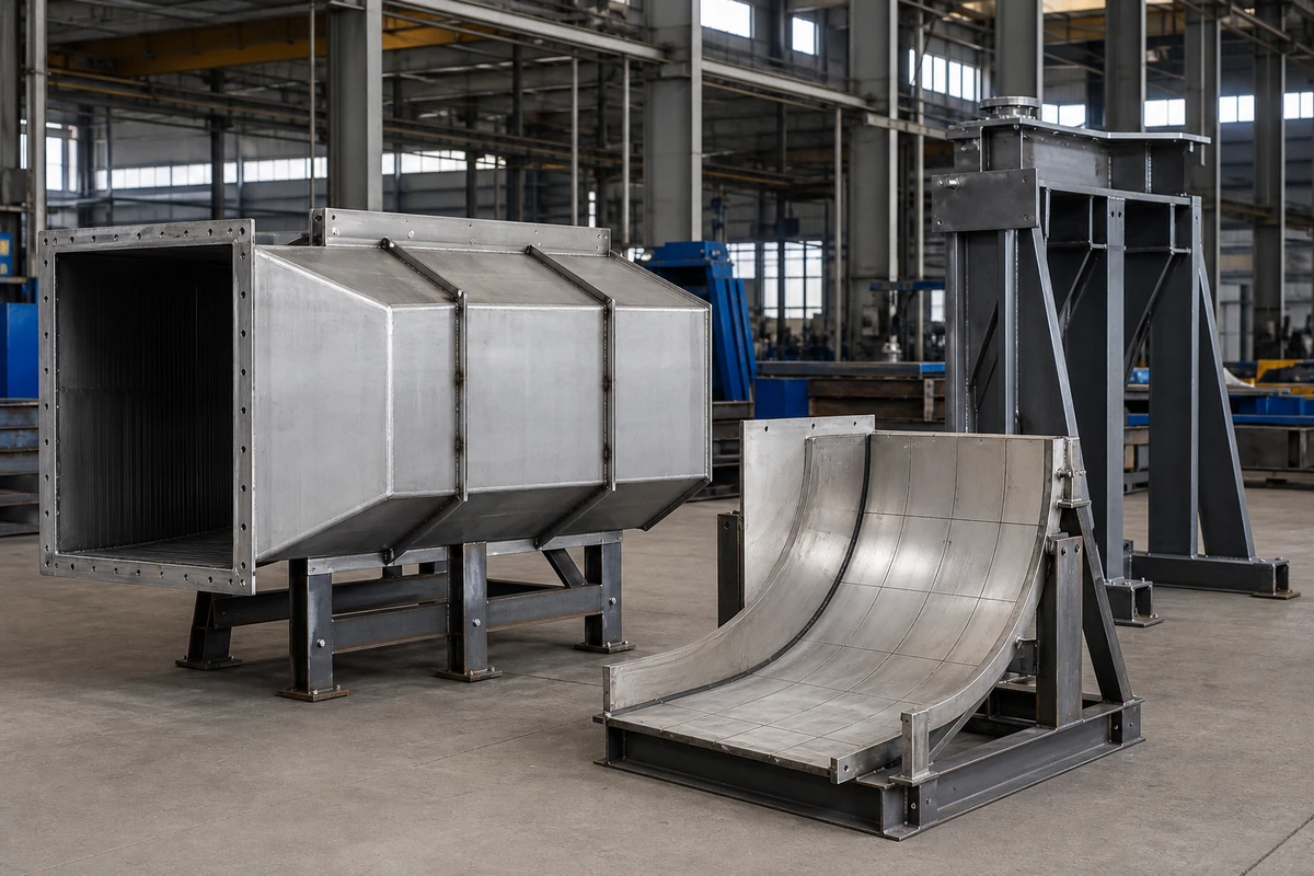 Heat-resistant transition duct and chute liner for a cement kiln exhaust route