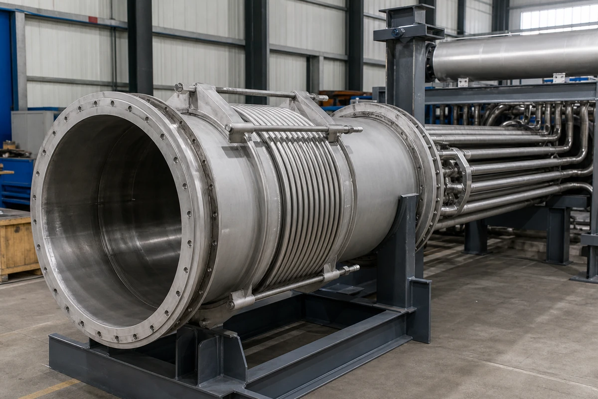High-temperature duct expansion joint and tube assembly prepared for an outage