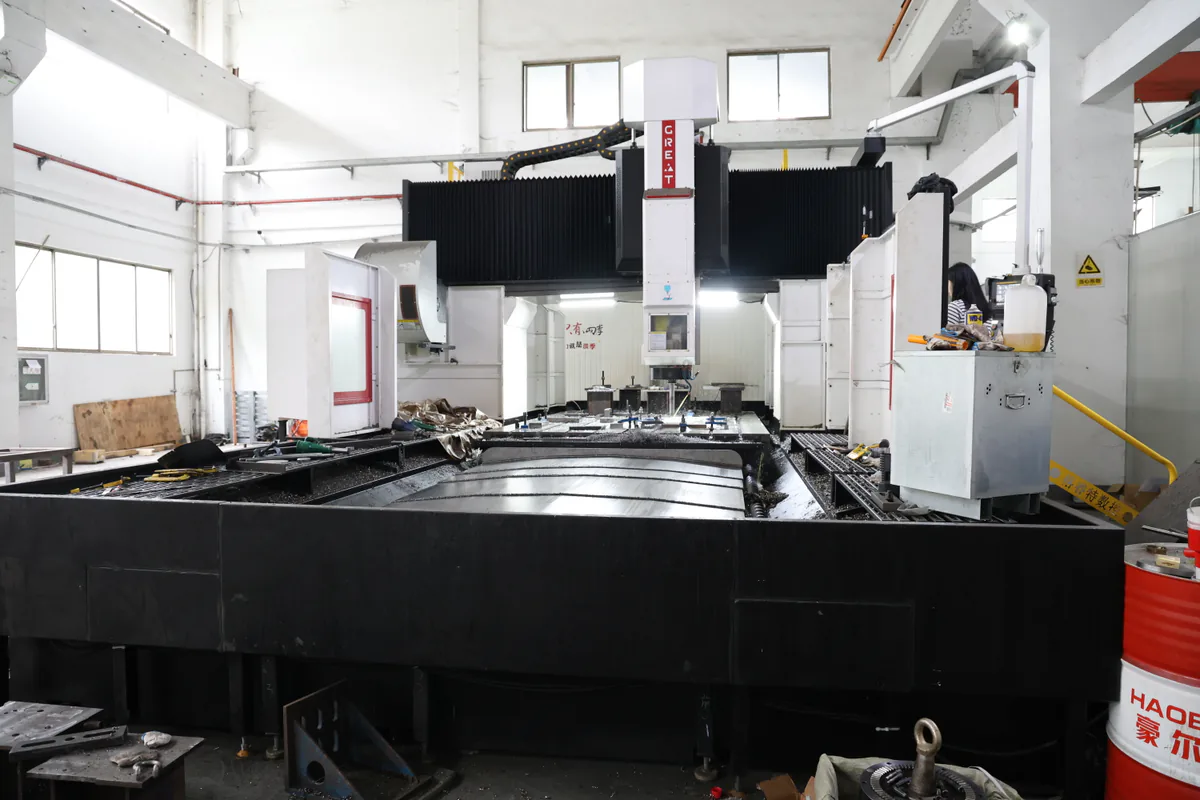 Stainless steel custom component clamped in a CNC machining center