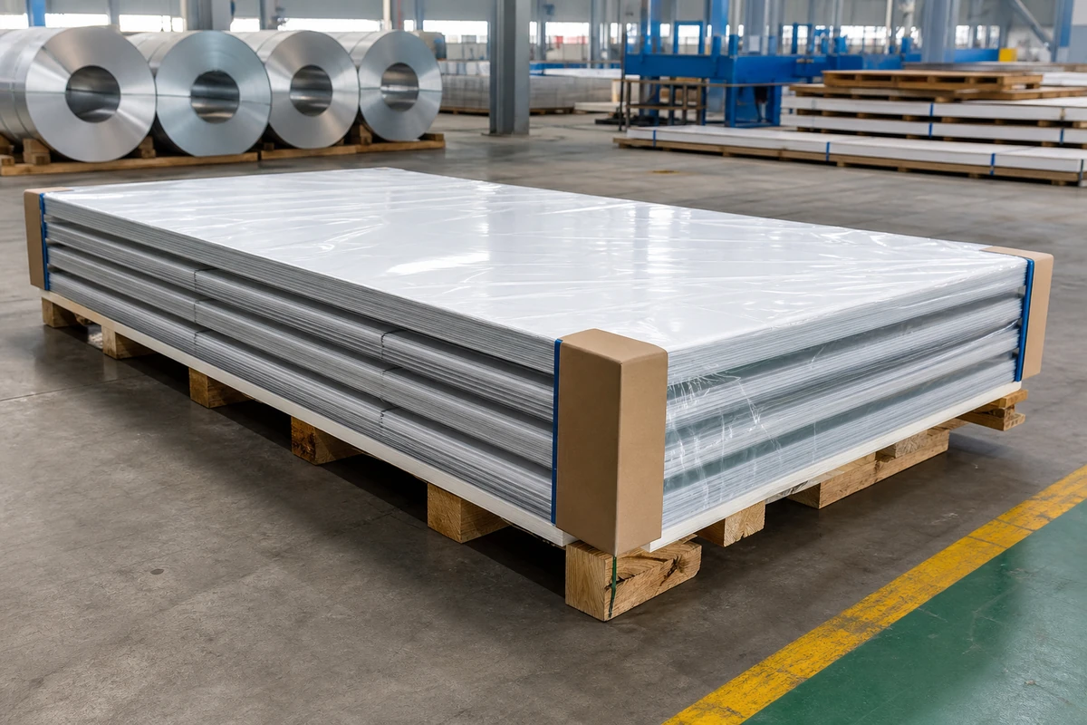 Protected stainless steel sheet stack with interleaving and guarded corners