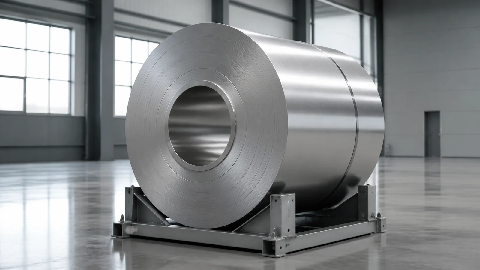 Stainless coil showing the strip edge and inner diameter used in coil calculations